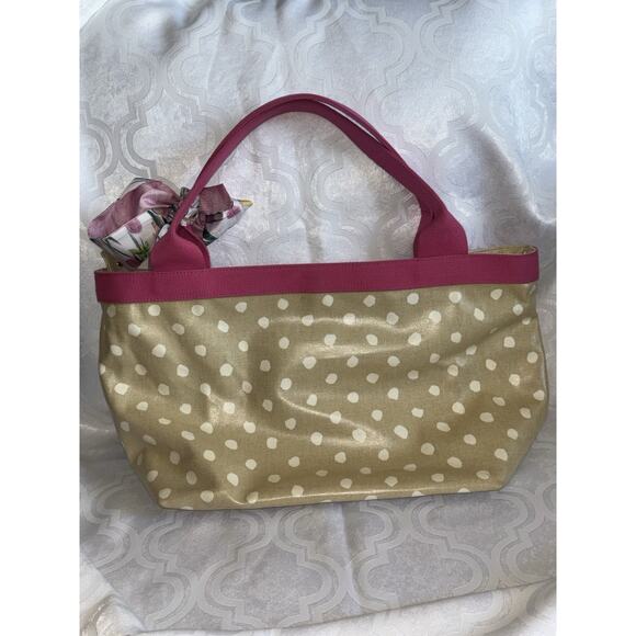 Kate Spade Gold Polka Dot Tote with Pink Accents - Picture 5 of 11